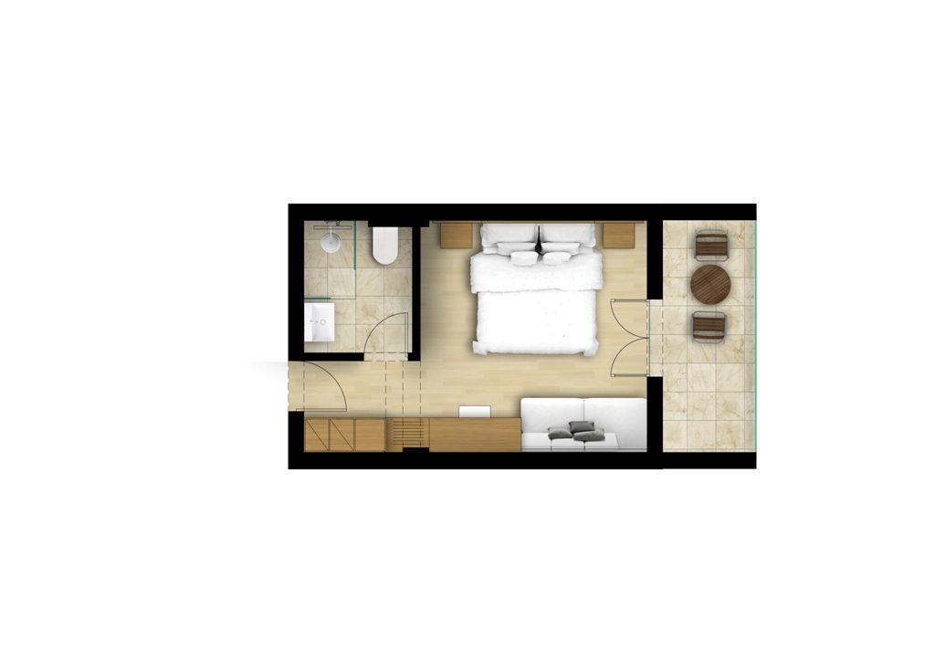 Standard Doppelzimmer / Zweibettzimmer mit Gartenblick